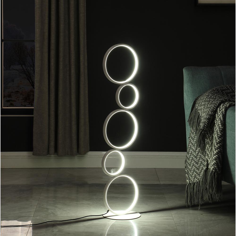38.5" In Else Nordic 5-Ring Shaped White Led Metal Table Lamp. Picture 8