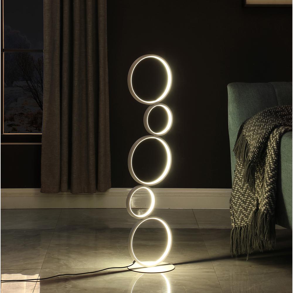38.5" In Else Nordic 5-Ring Shaped White Led Metal Table Lamp. Picture 7
