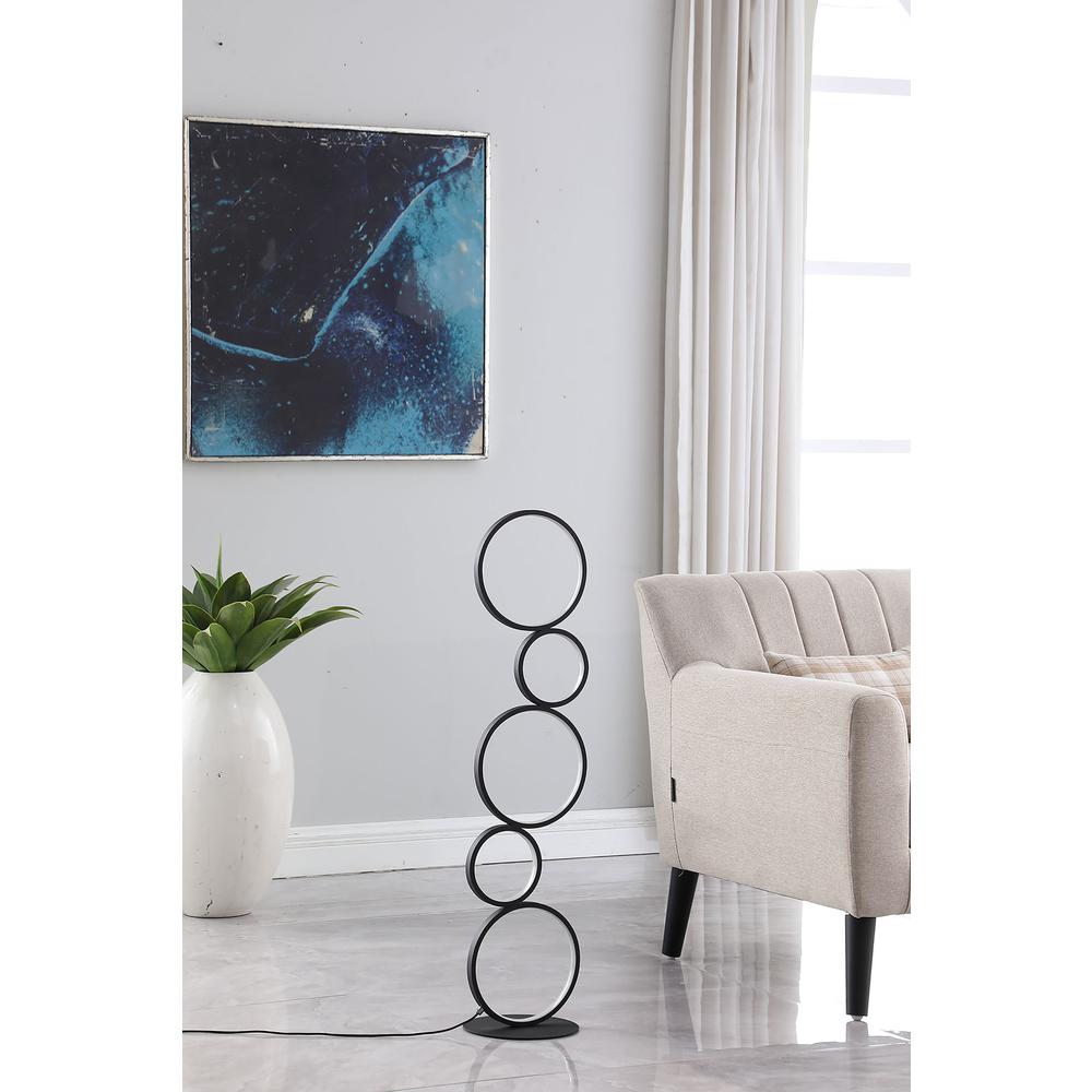 38.5" In Else Nordic 5-Ring Shaped Matte Black Led Metal Table Lamp. Picture 6