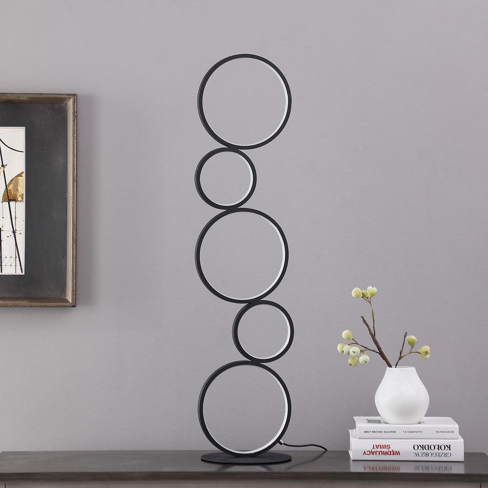 38.5" In Else Nordic 5-Ring Shaped Matte Black Led Metal Table Lamp. Picture 5