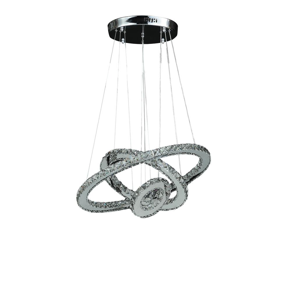 Eira Triple Hoop Modern Crystal Stainless Led Remote Control Dimmer Chandelier. Picture 2