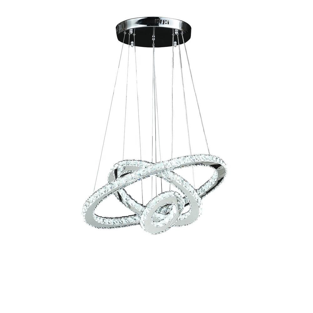 Eira Triple Hoop Modern Crystal Stainless Led Remote Control Dimmer Chandelier. Picture 1