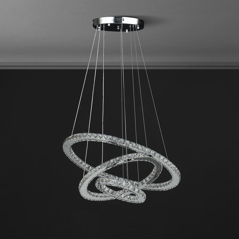 Else Triple Hoop Modern Crystal Stainless Led Remote Control Dimmer Chandelier. Picture 4