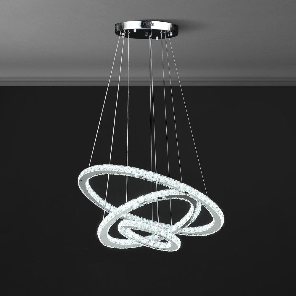 Else Triple Hoop Modern Crystal Stainless Led Remote Control Dimmer Chandelier. Picture 5