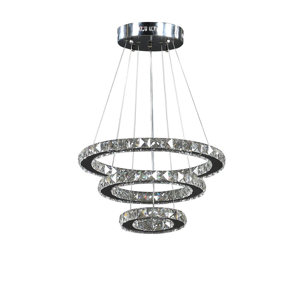 Alva Triple Hoop Modern Crystal Stainless Led Remote Control Dimmer Chandelier. Picture 1