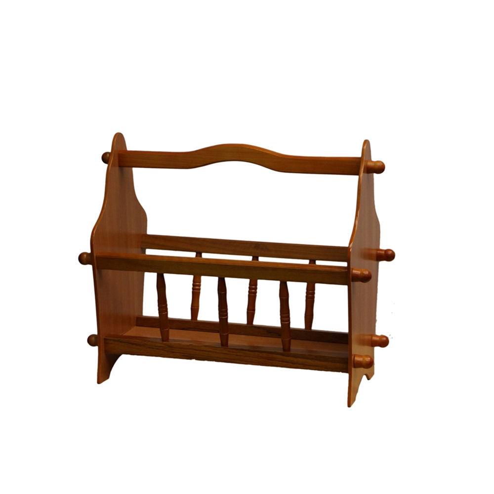 14" Oak Wooden Magazine Rack With Handle. Picture 1