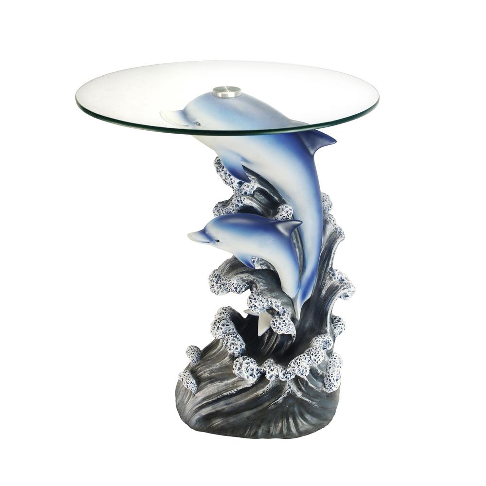 24" Glass Top Dolphin End Table. Picture 2