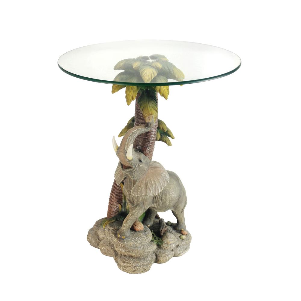 24" Glass Top Elephant End Table. Picture 3