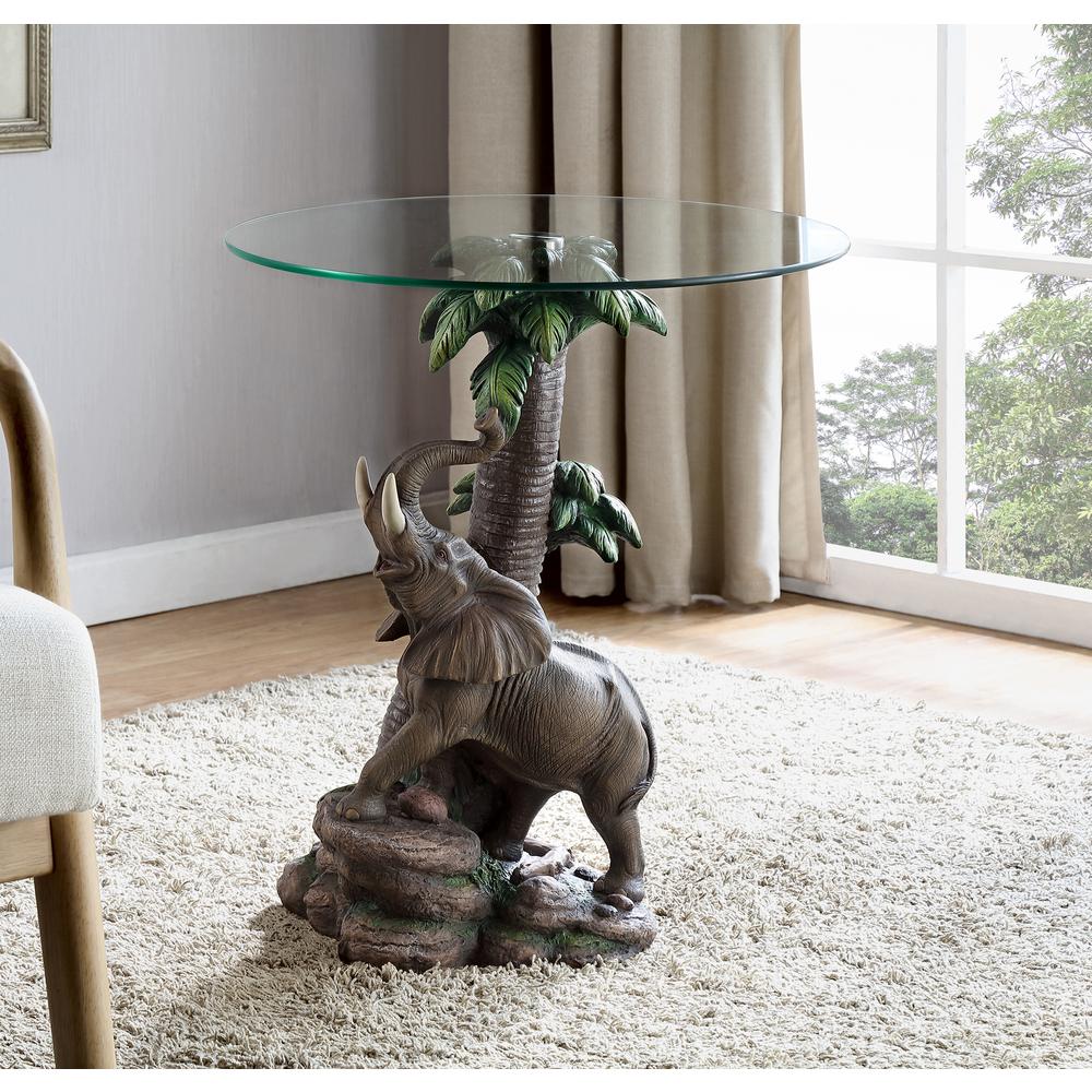 24" Glass Top Elephant End Table. Picture 2