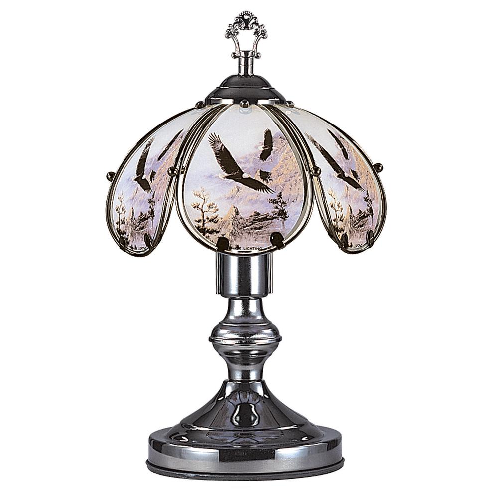 14.25 In Flying Eagle Black Chrome Touch-On Lamp. Picture 1