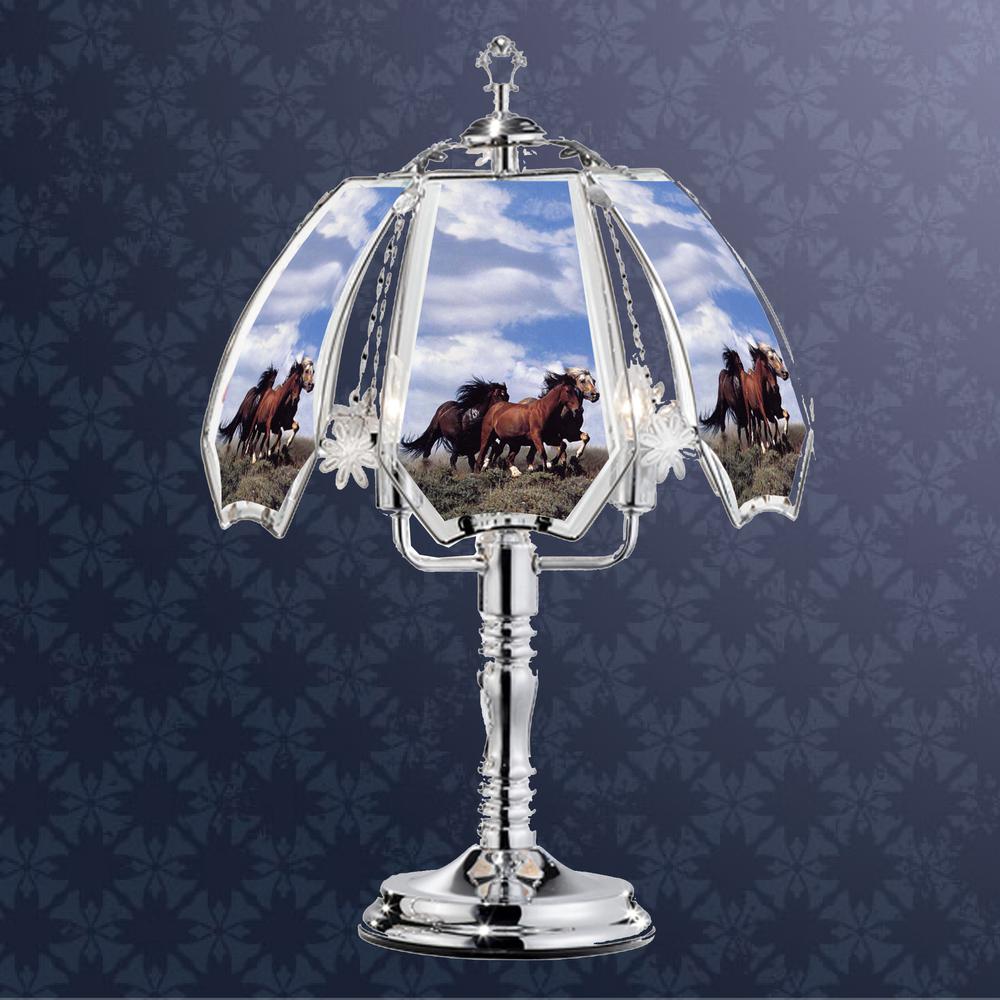 23.5 In Running Horses Silver Touch-On Lamp. Picture 2
