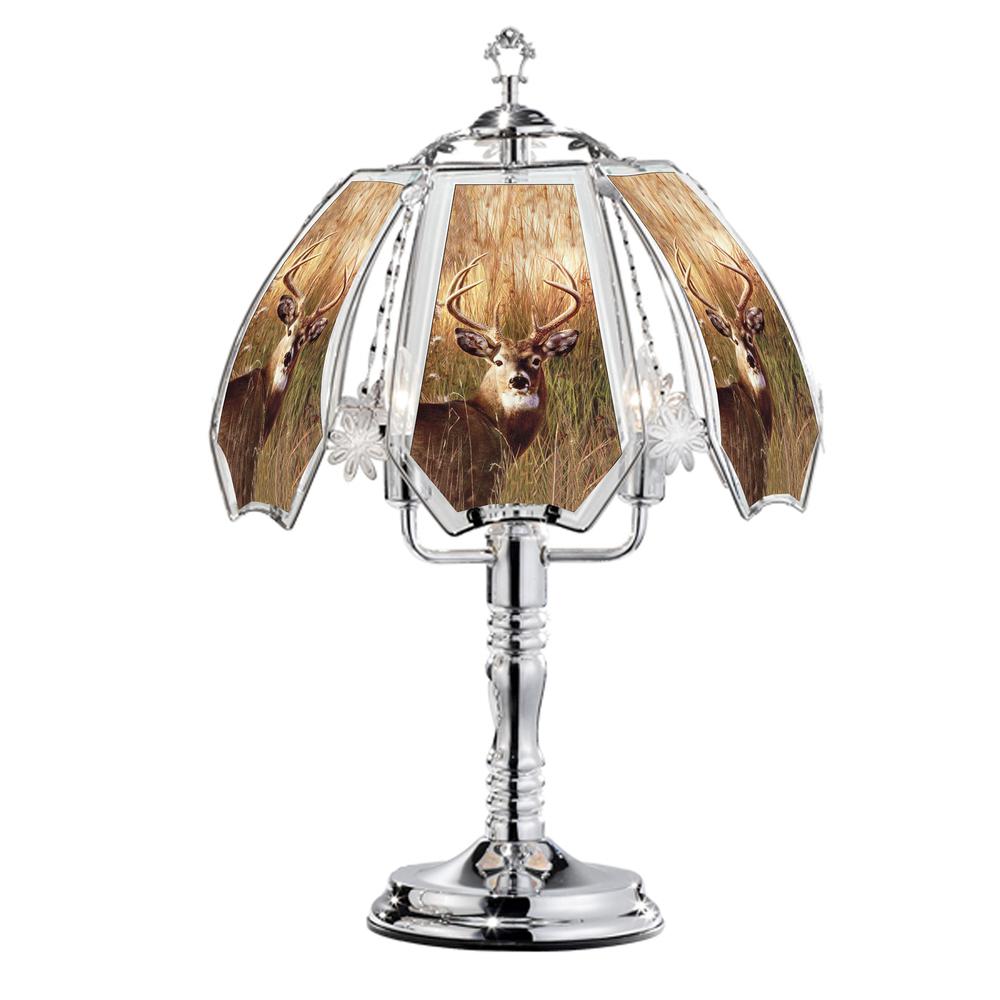 23.5 In Deer Buck Silver Touch-On Lamp. Picture 1