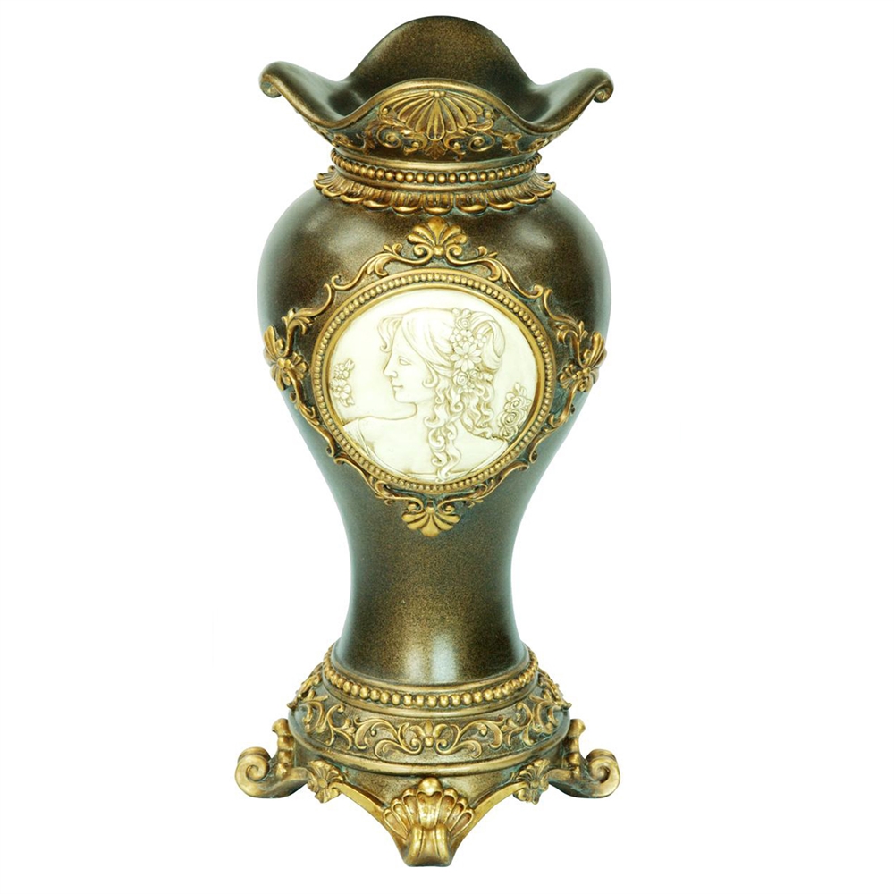 16.25"H Handcrafted Bronze Decorative Vase. Picture 1
