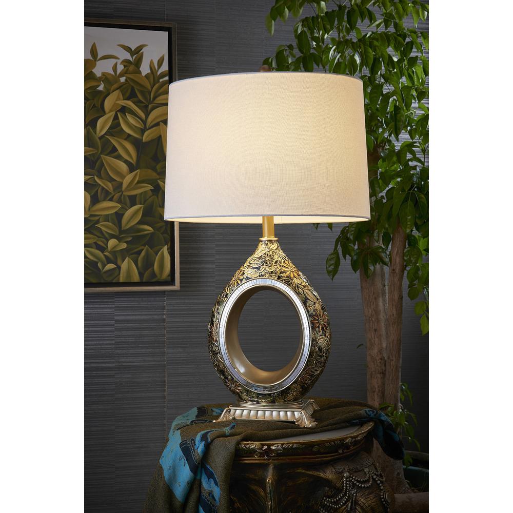30.5" In Chrysanthenum Resin Table Lamp. Picture 1