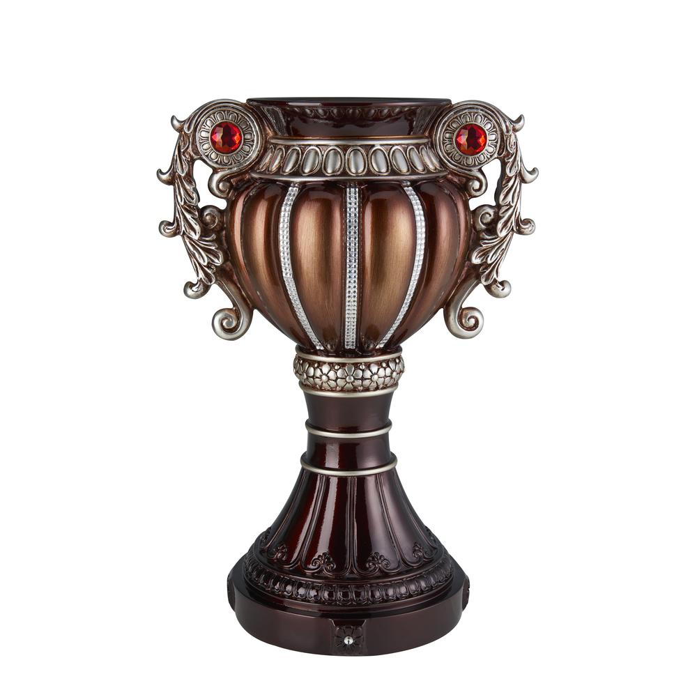 17.5" Delicata Bronze Silver Urn Décor Vase. Picture 1