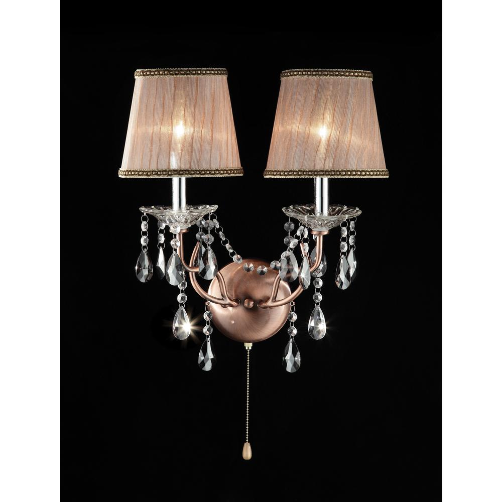 17"in ROSIE ROSE COPPER CRYSTAL HARD-WIRED WALL SCONCES. Picture 2
