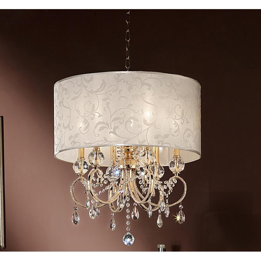 24.5" In Aurora Barocco Shade Crystal Gold Ceiling Lamp. Picture 2