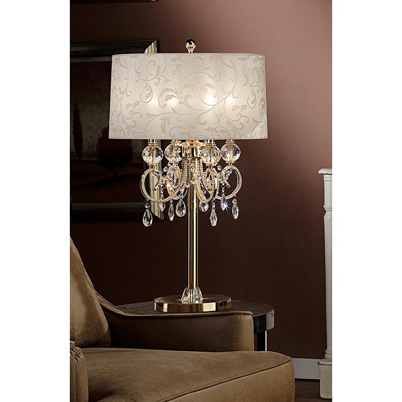 32.5" In Aurora Barocco Shade Crystal Gold Table Lamp. Picture 2