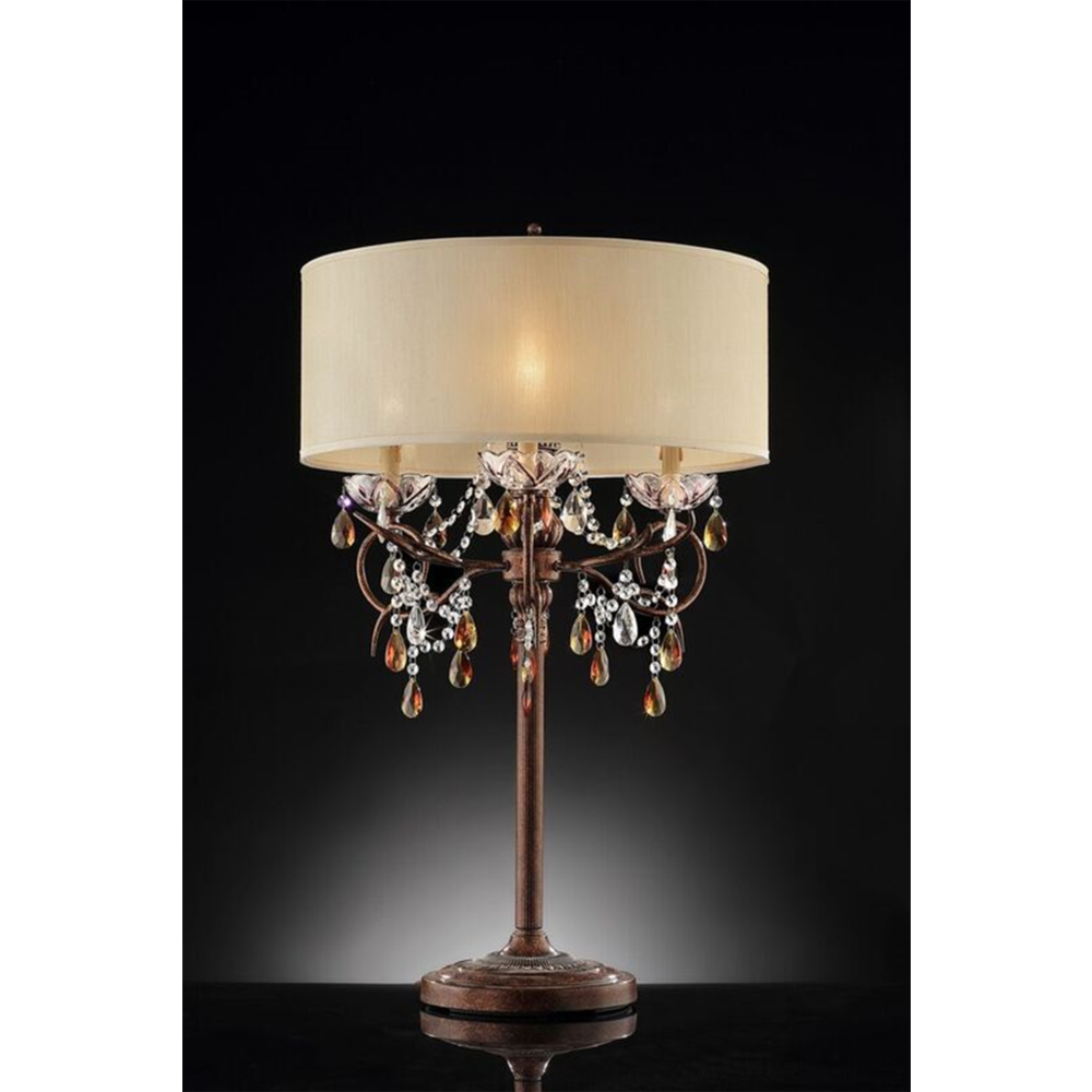36.25" In Magnolia Bronze Crystal 4 Light Candelabra Table Lamp. Picture 2