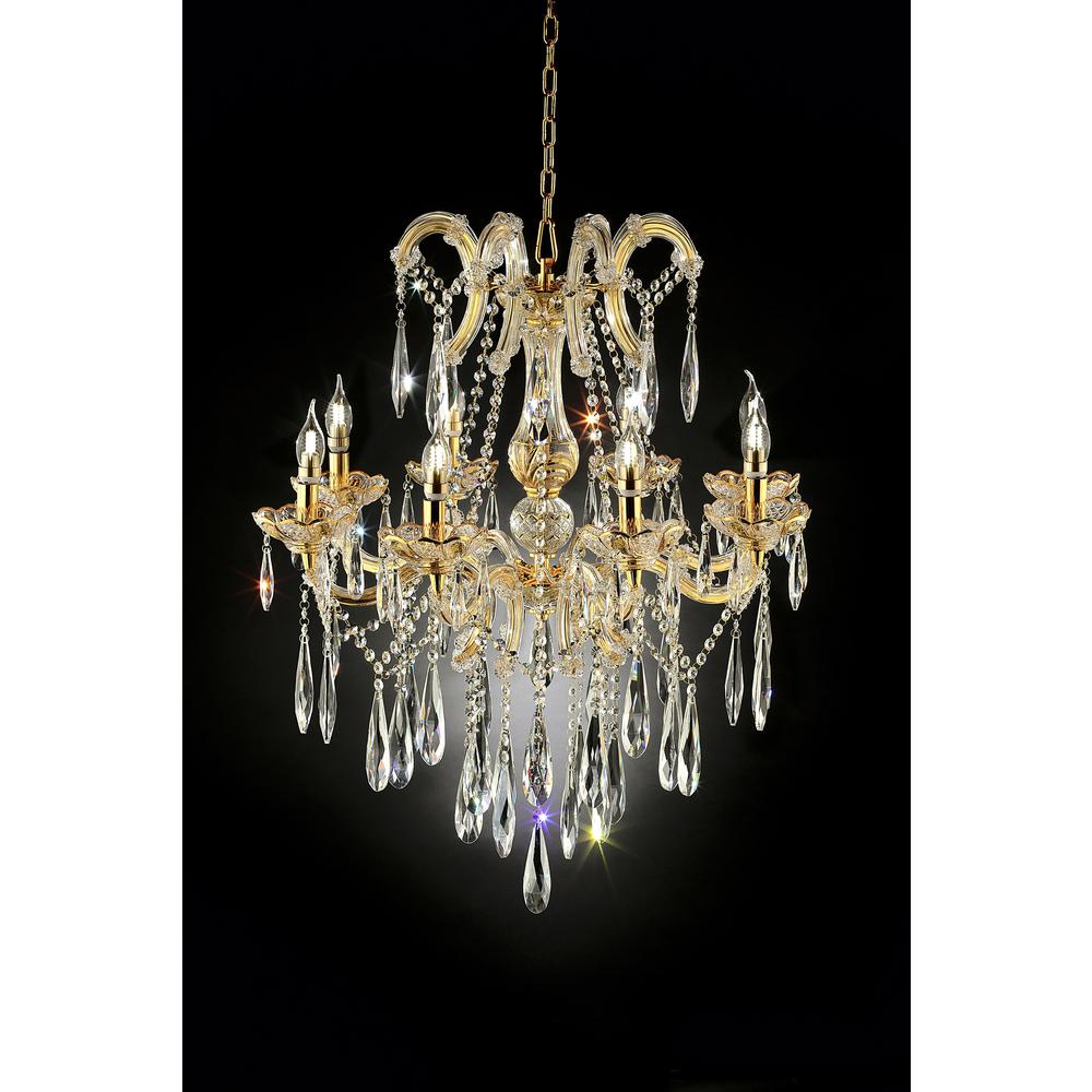 35" In Luminere Crystal Matte Gold 8-Lights Led Hard-Wired Chandelier. Picture 4