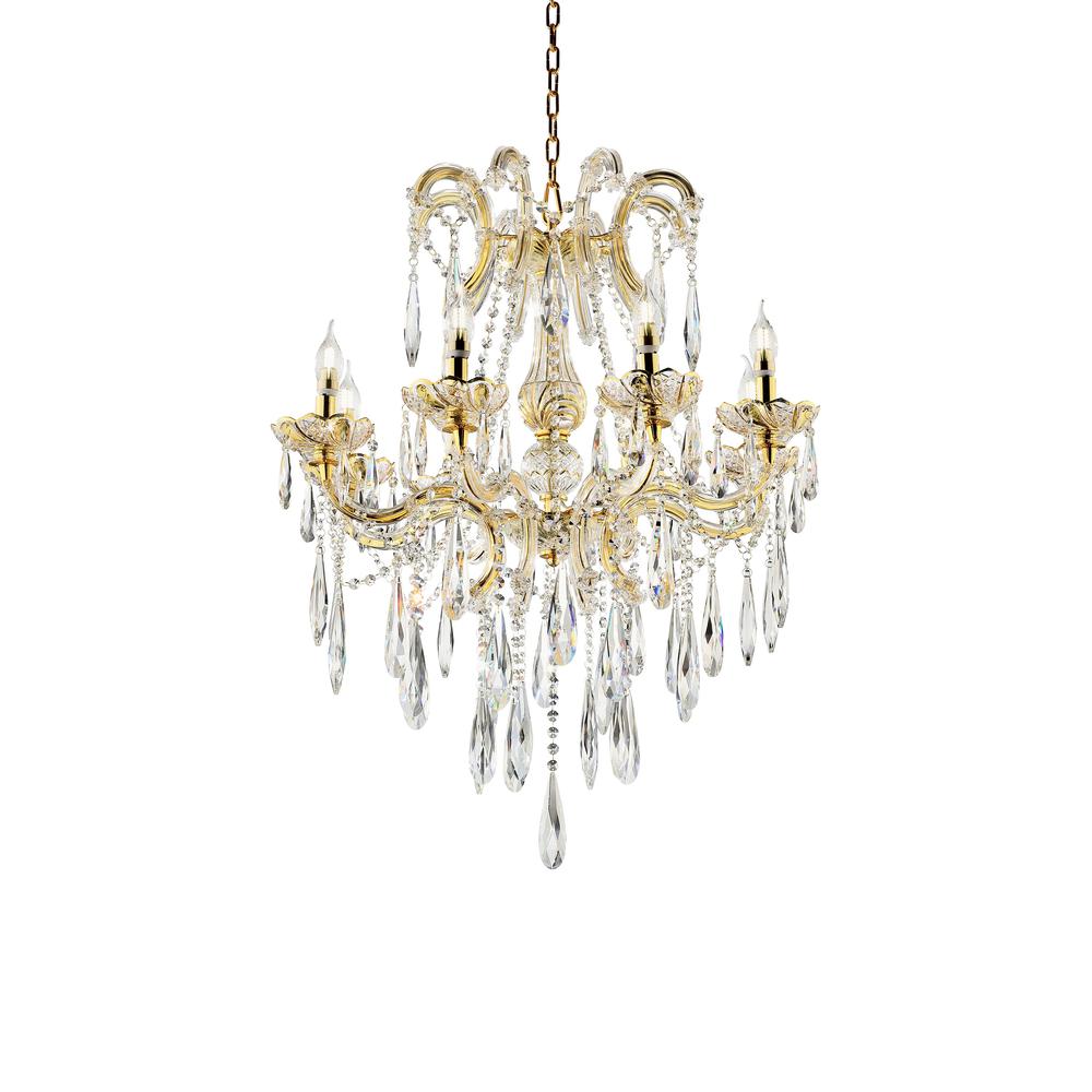 35" In Luminere Crystal Matte Gold 8-Lights Led Hard-Wired Chandelier. Picture 1