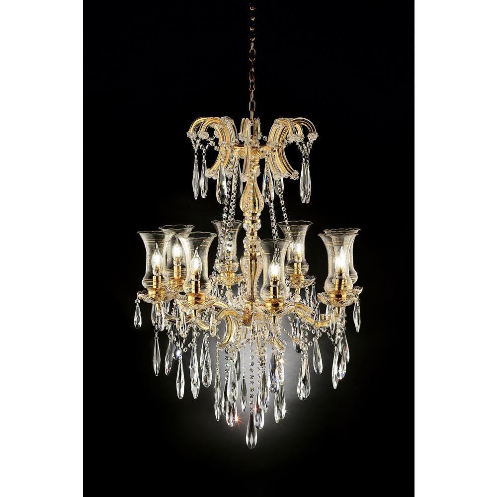 41.75" In Adeline Crystal Matte Gold 8 Led Lights W/ Hurricane Glass Chandelier. Picture 3