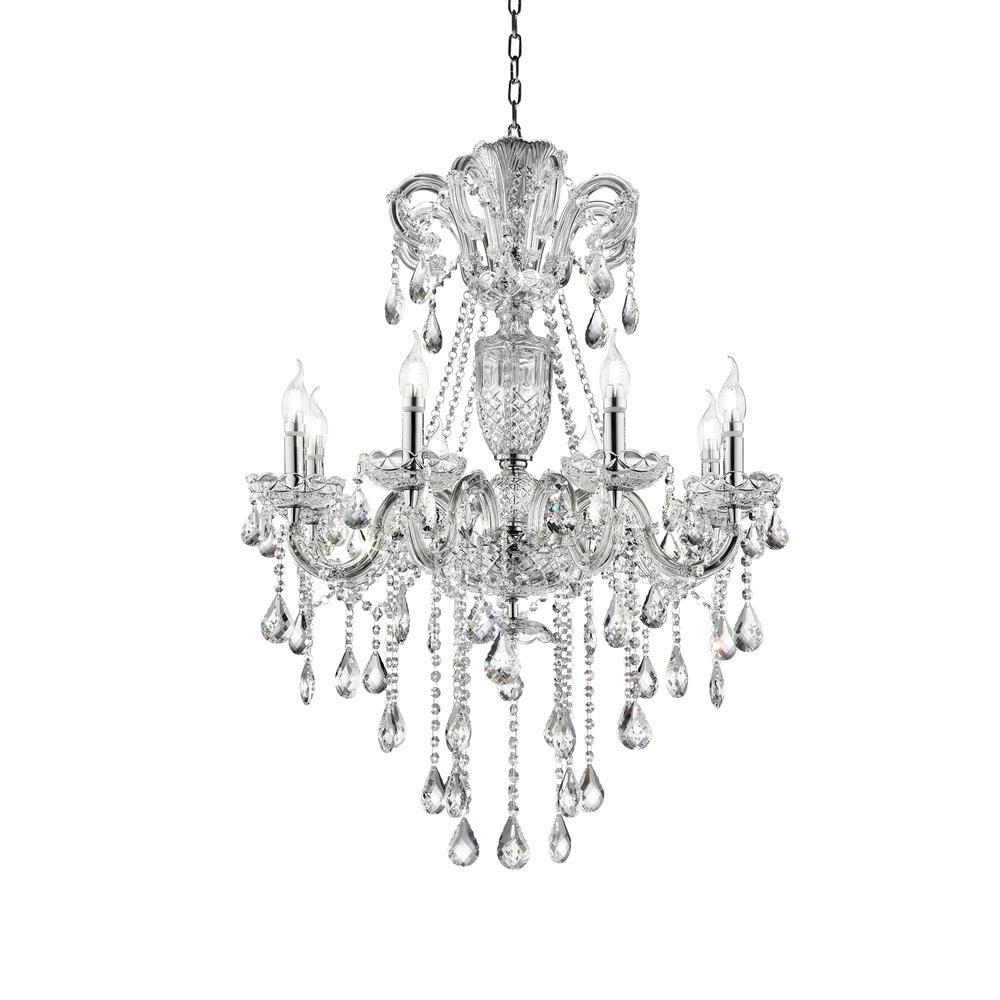 37" In Eilish Silver Crystal 8-Led Light Chandelier. Picture 1