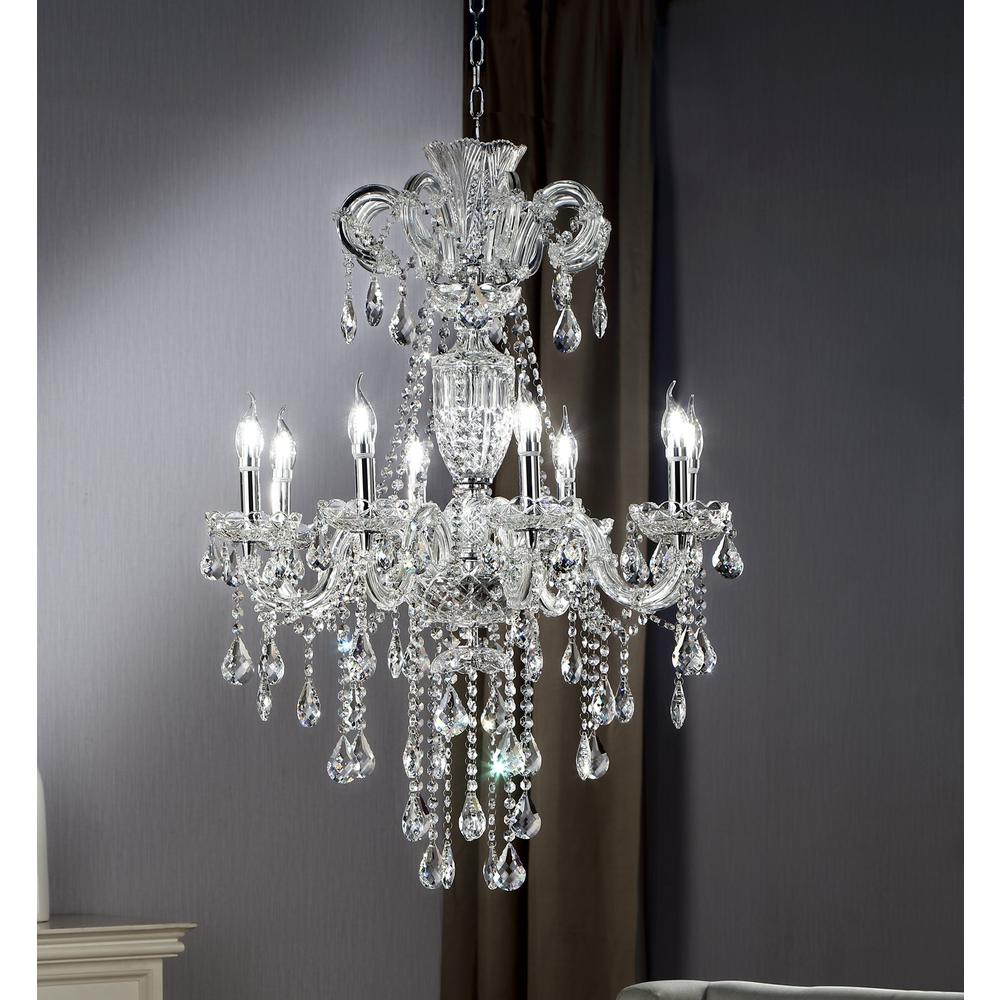 37" In Eilish Silver Crystal 8-Led Light Chandelier. Picture 3