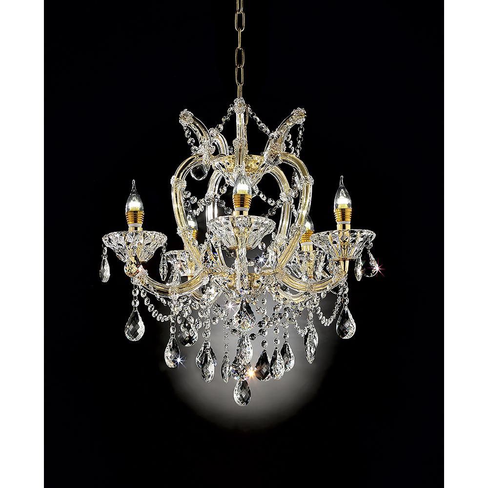 22"In Bella Petite Gold Crystal 5-Led Light Chandelier. Picture 2