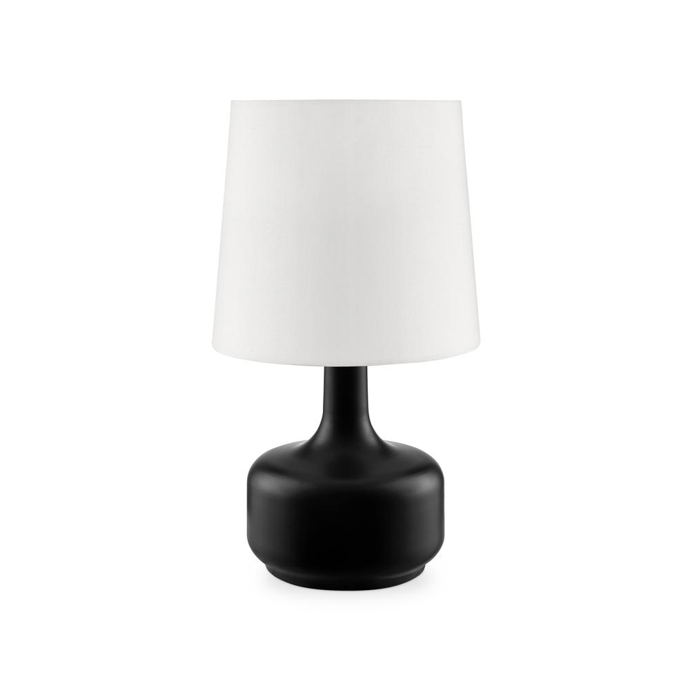 17.25" Cheru Powder Black Mid-Century Modern Touch On Metal Table Lamp. Picture 1