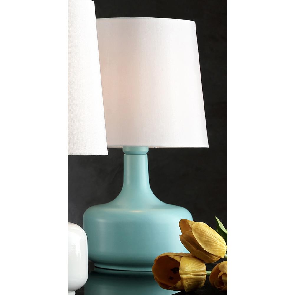 17.25" Cheru Powder Green Mid-Century Modern Touch On Metal Table Lamp. Picture 2