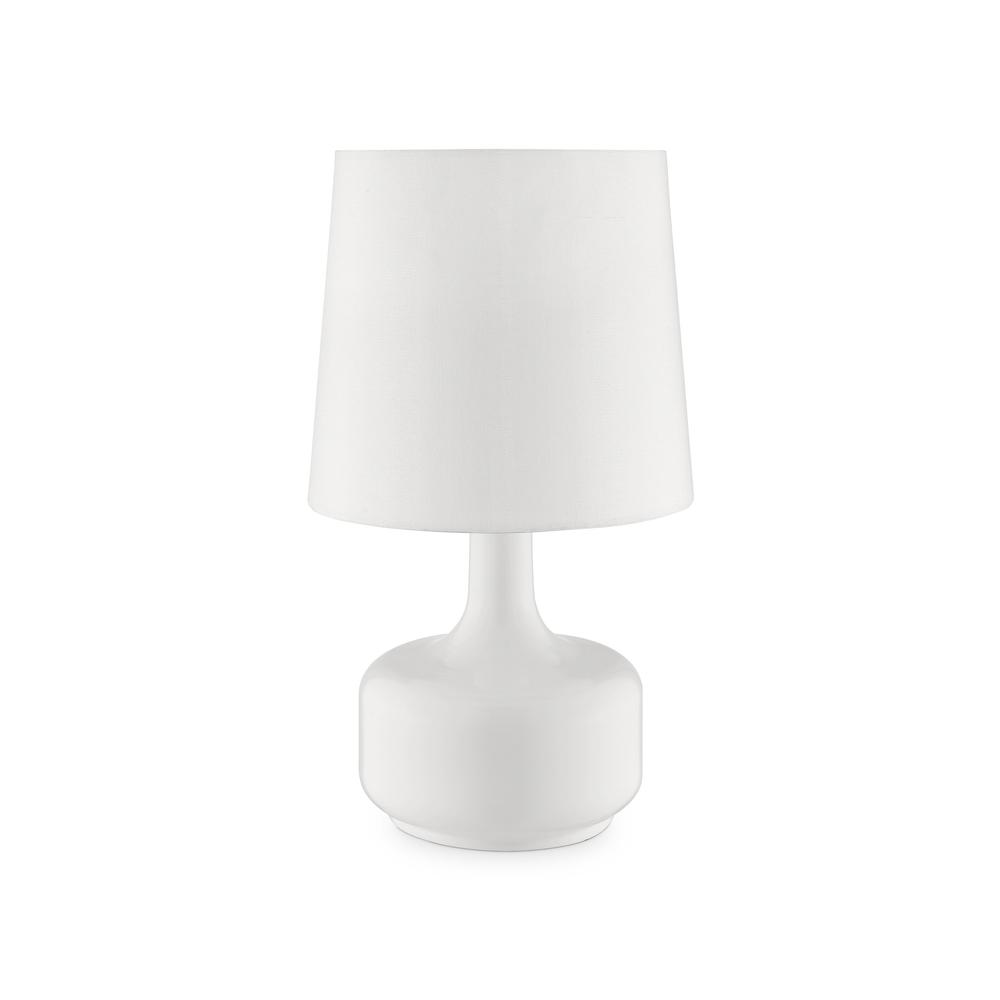 17.25" Cheru Powder White Mid-Century Modern Touch On Metal Table Lamp. Picture 1