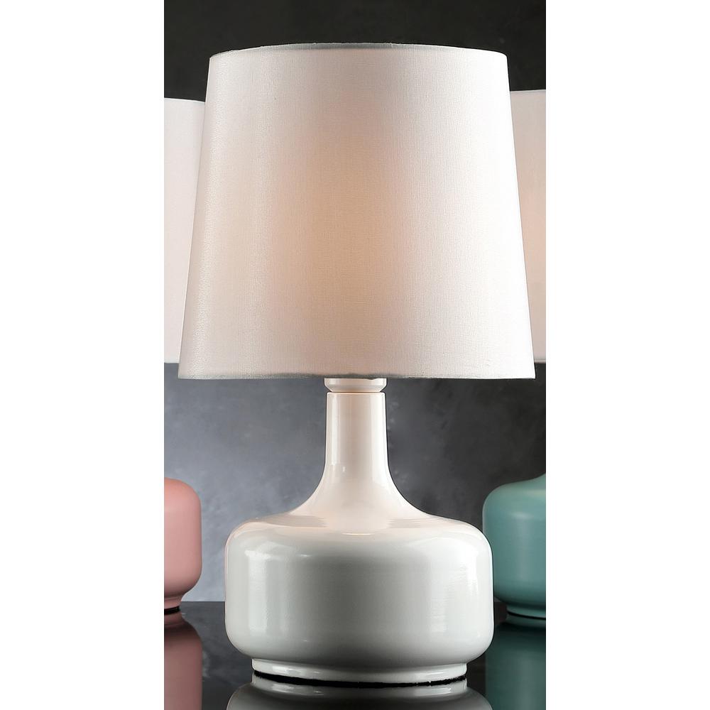 17.25" Cheru Powder White Mid-Century Modern Touch On Metal Table Lamp. Picture 2
