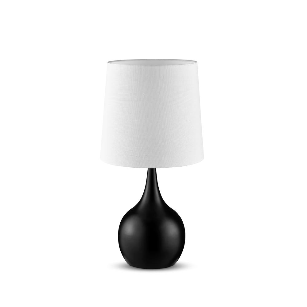 23.5" Niyor Powder Black Mid-Century Modern Touch On Metal Table Lamp. Picture 1