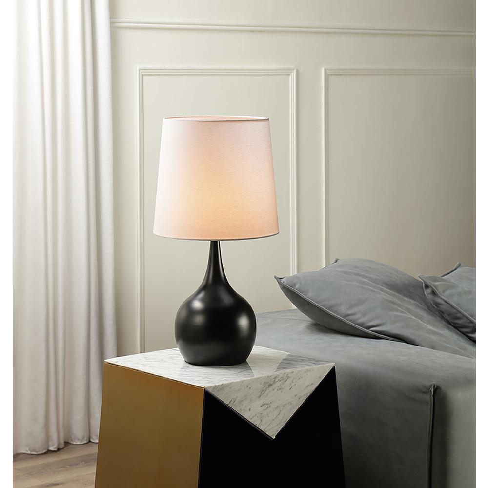 23.5" Niyor Powder Black Mid-Century Modern Touch On Metal Table Lamp. Picture 2