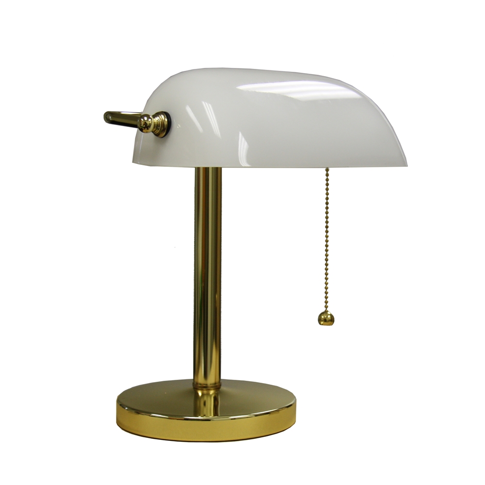 12.5"H White Bankers Table Lamp. Picture 1