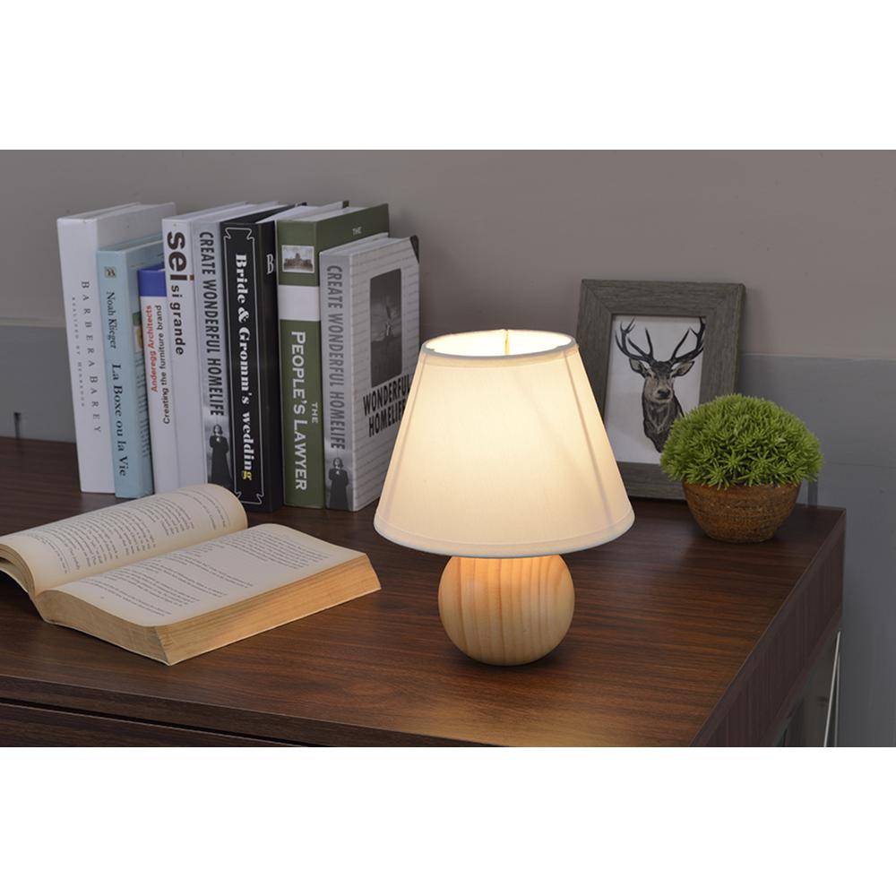 9.15" In Natural Wood Cube Table Lamp. Picture 2