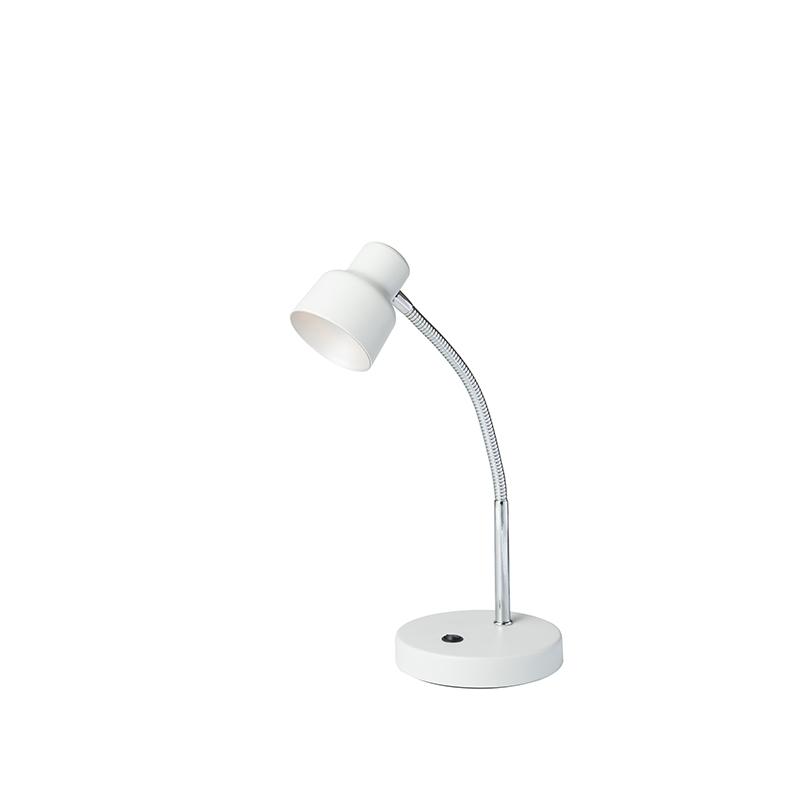 12.5" In White Gloss Led Goose Neck Metal Track Table Lamp. Picture 1