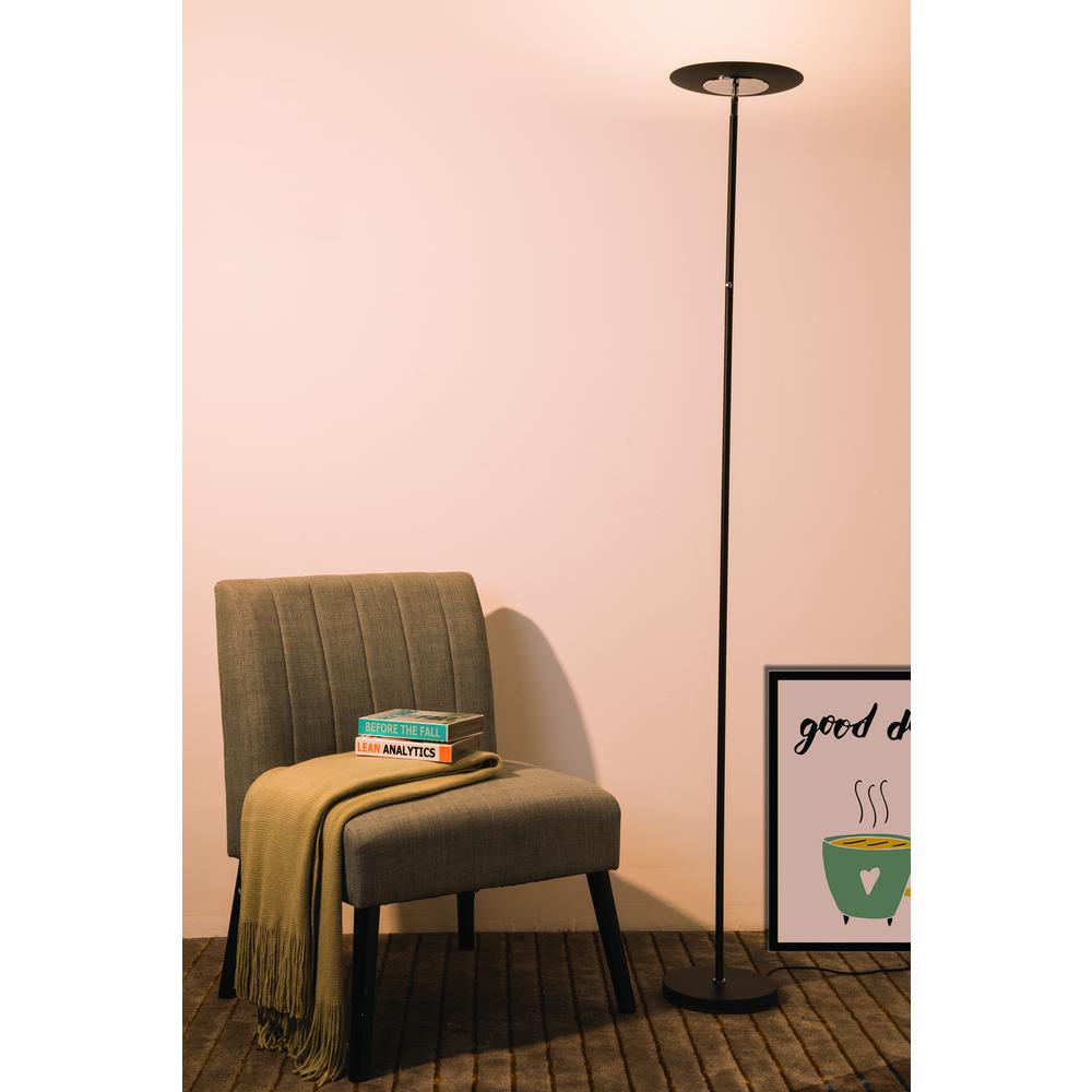 72 In Linea Led Adj Torchiere Satin Black Floor Lamp. Picture 2