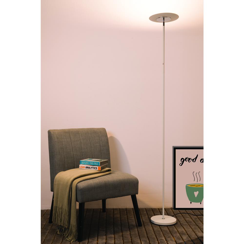 72 In Linea Led Adj Torchiere Satin White Floor Lamp. Picture 2