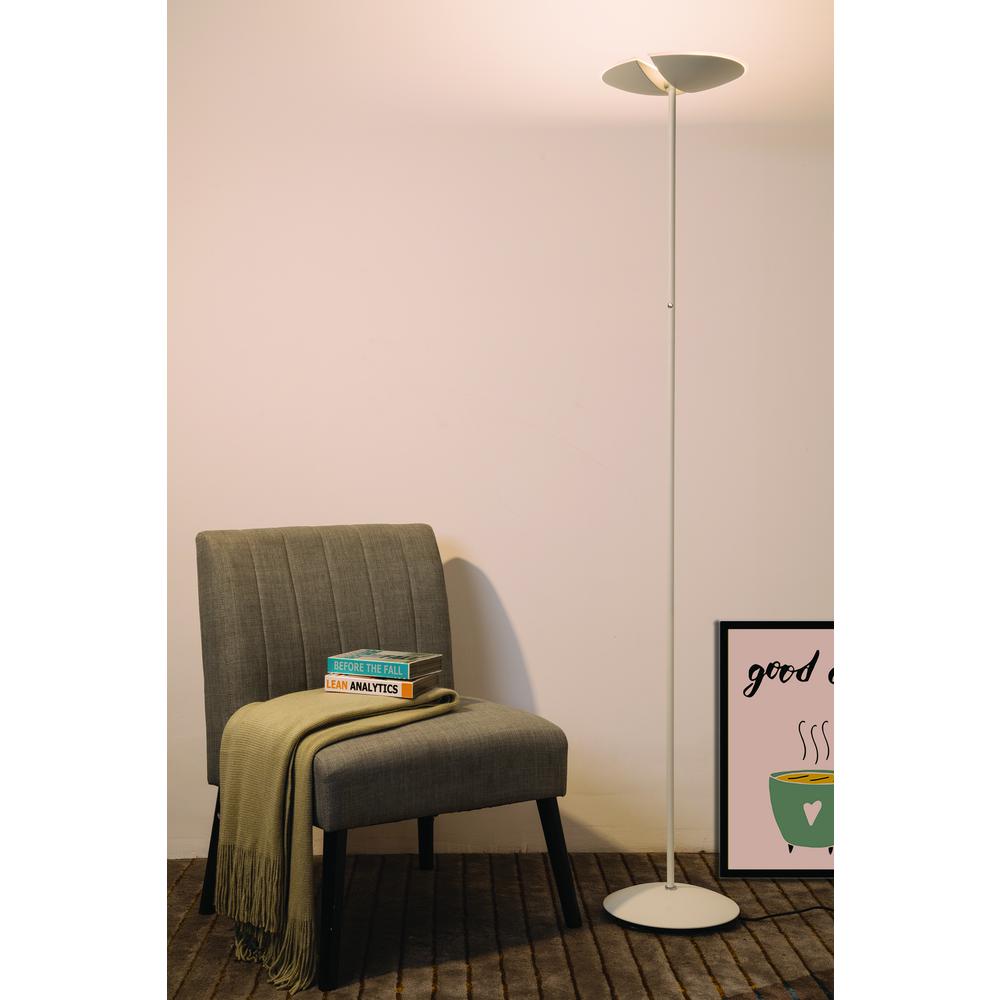72 In Vega Dual Led Torchiere Satin White Floor Lamp. Picture 3