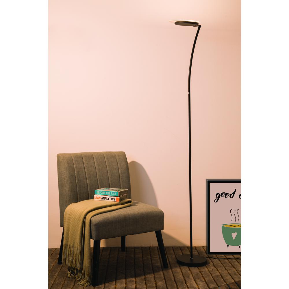 72 In Castor Led Torchiere Satin Black Floor Lamp. Picture 2