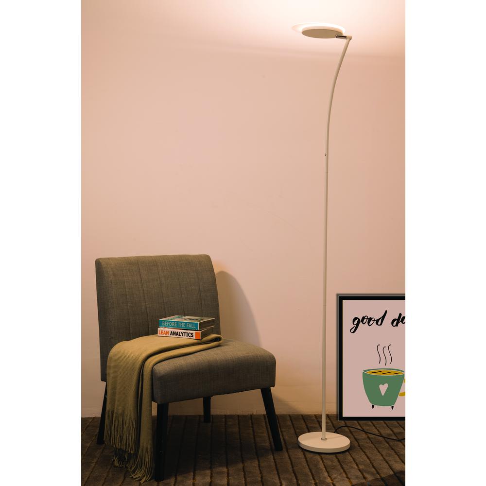 72 In Castor Led Torchiere Satin White Floor Lamp. Picture 2