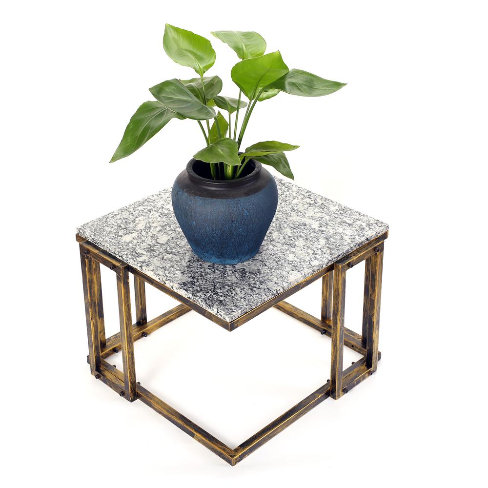 14.5" in GRANITE MARBLE BLACK/GOLD PLANT STAND. Picture 3