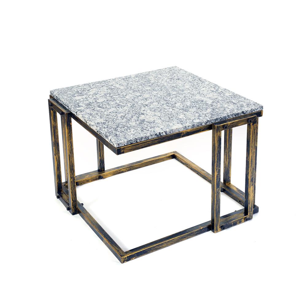14.5" in GRANITE MARBLE BLACK/GOLD PLANT STAND. Picture 2