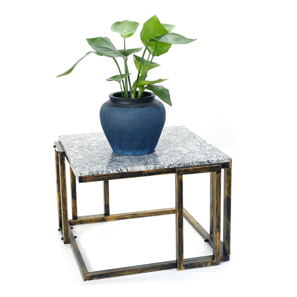 14.5" in GRANITE MARBLE BLACK/GOLD PLANT STAND. Picture 4