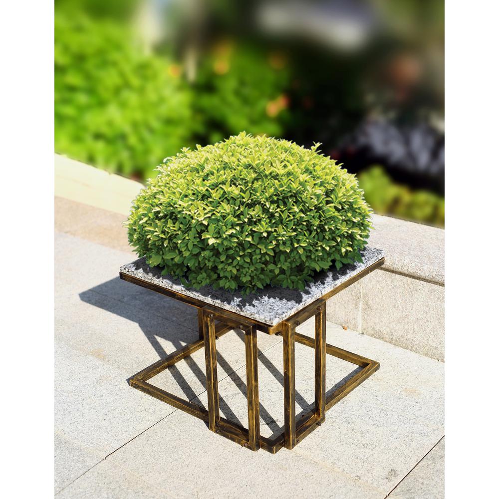 14.5" in GRANITE MARBLE BLACK/GOLD PLANT STAND. Picture 5