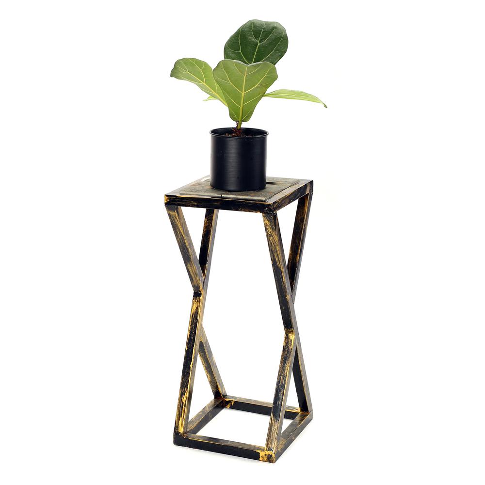 19.5" in GREY STONE SLAB BLACK/GOLD PLANT STAND. Picture 3