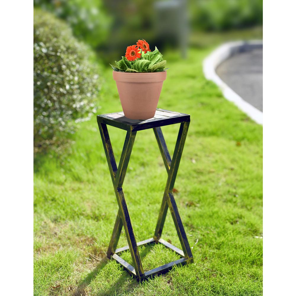19.5" in GREY STONE SLAB BLACK/GOLD PLANT STAND. Picture 5