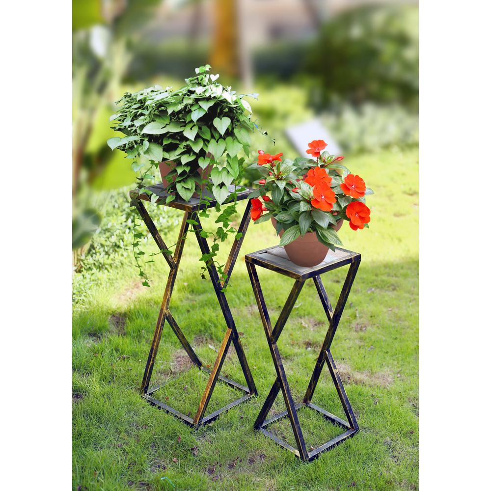 31.2", 25.25" in GREY STONE SLAB BLACK/GOLD PLANT STAND. Picture 5